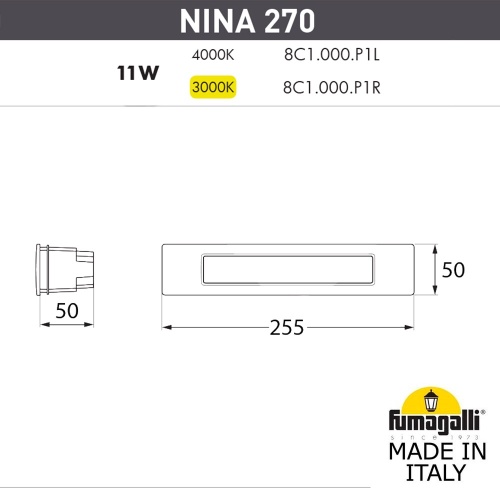 Светильник для подсветки лестниц Fumagalli NINA серый, бежевый 8C1.000.000.LYP1L фото 3