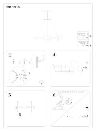 Подвесная люстра Arte Lamp DARCY A2187LM-1GO фото 7