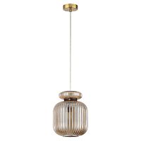 Подвес Odeon Light PENDANT ODL24 309 JUGI античн.бронза/янтарный/металл/стекло/эко.кожа E27 1*60W  5042/1A