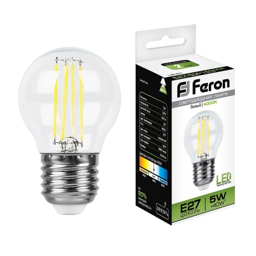 Лампа светодиодная Feron 5W E27 4000K 25582