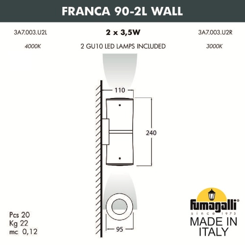 Светильник на стену FUMAGALLI FRANCA 90 3A7.003.000.LXU2L фото 3