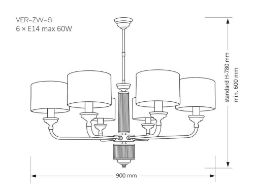 Люстра Kutek MOOD VER-ZW-6(P) фото 3