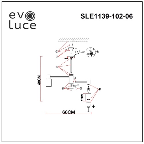 Люстра потолочная Evoluce GESSI SLE1139-102-06 фото 7