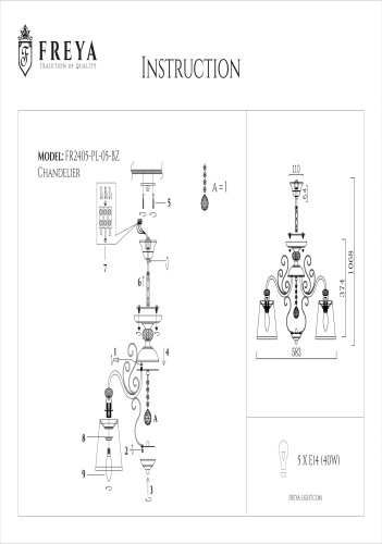 Подвесная люстра Driana FR2405-PL-05-BZ фото 9