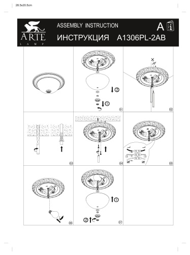 Потолочный светильник Arte Lamp Porch  A1306PL-2AB фото 7