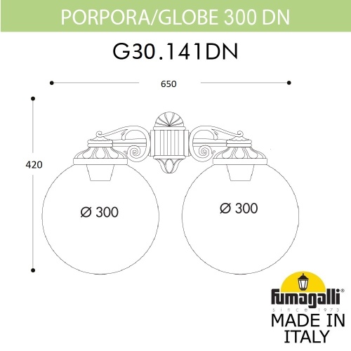 Уличный светильник-бра FUMAGALLI GLOBE 300 черный, прозрачный G30.141.000.AXF1RDN фото 3