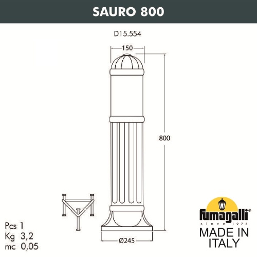 Уличный светильник-столб FUMAGALLI SAURO белый, бежевый D15.554.000.WYF1R фото 3