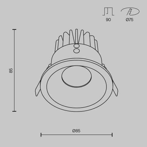 Встраиваемый светильник Technical DL034-L12W4K-B фото 4