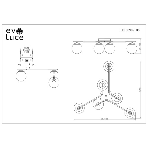 Люстра потолочная Evoluce Litterno SLE106902-06 фото 3