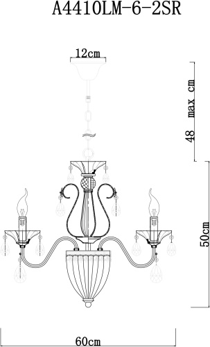 Подвесная люстра Arte Lamp Schelenberg A4410LM-6-2SR фото 6