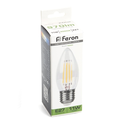 Лампа светодиодная Feron 11W E27 4000K прозрачная 38273 фото 7