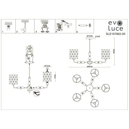 Люстра потолочная Evoluce Mili SLE107802-05 фото 11