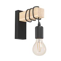 Бра Eglo TOWNSHEND, 1х10W(E27-LED), L65, A190, H215, сталь, дерево, черн, коричн