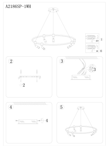 Подвесная люстра Arte Lamp RING A2186SP-1WH фото 7