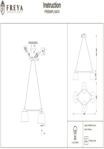 Подвесной светильник Barbara FR5004PL-04CH фото 5