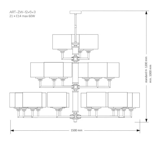 Люстра Kutek MOOD ART-ZW-12+6+3 (ZM) фото 3