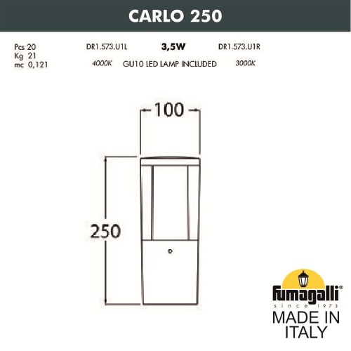 Столбик садовый (газонный) FUMAGALLI CARLO белый, прозрачный DR1.573.000.WXU1L фото 4