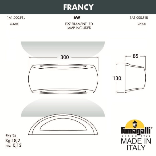 Настенный светильник FUMAGALLI FRANCY черный, бежевый 1A1.000.000.AYF1R фото 4