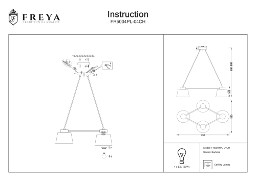 Подвесной светильник Barbara FR5004PL-04CH фото 4