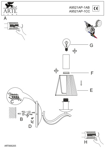 Бра Arte Lamp domain A9521AP-1CC фото 5