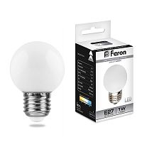 Лампа светодиодная Feron 1W 230V E27 6400K G45 матовая, LB-37 25115