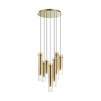 Люстра каскадная Odeon Light PENDANT ODL24 319 SHINY золотой/янтарный/металл/стекло LED 7*4W 3000K  5061/32LB