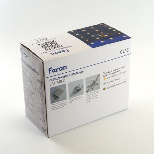 Светодиодная гирлянда Feron CL25 48607 занавес Звездочки 2*1м + 3м 230V 2700K, статичная, c питанием от сети, прозрачный шнур фото 9