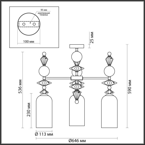 Люстра Odeon Light CLASSIC 4893/3C фото 3