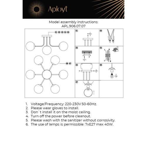 Люстра потолочная Aployt Ewka APL.906.07.07 фото 9