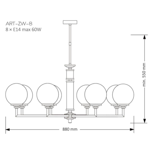 Люстра Kutek ARTU GLASS ART-ZW-8(Z)G фото 3