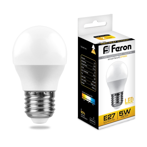 Лампа светодиодная Feron 5W E27 2700K 25404