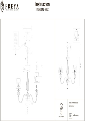 Люстра подвесная Inessa FR2685PL-05BZ фото 5