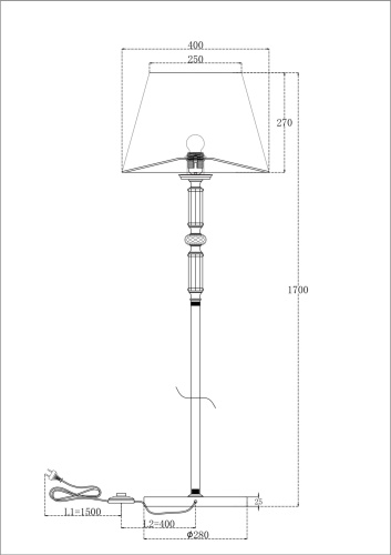 Торшер Maytoni Riverside MOD018FL-01CH фото 7