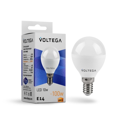 Лампа светодиодная Voltega Simple Globe 10W VG2-G45E14warm10W 8453