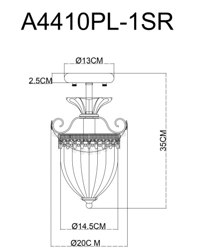 Потолочная люстра Arte Lamp Schelenberg A4410PL-1SR фото 12