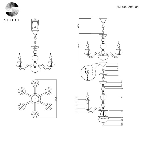 Люстра подвесная ST-Luce CENELA SL1758.203.06 фото 3