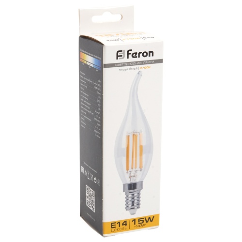 Лампа светодиодная Feron 15W E14 2700K прозрачная 38261 фото 3