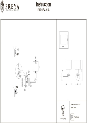 Бра Freya Tiana FR5015WL-01G фото 4