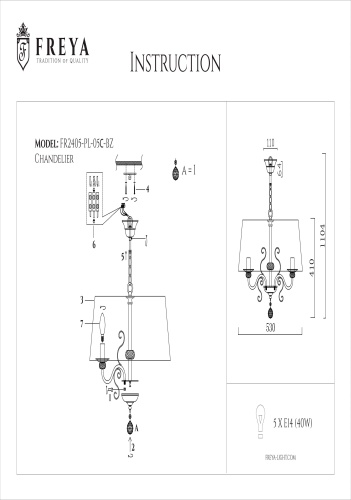 Подвесная люстра Driana FR2405-PL-05C-BZ фото 7