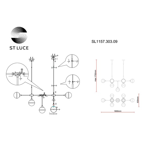 Подвесной светильник ST Luce ARBE SL1157.303.09 фото 3