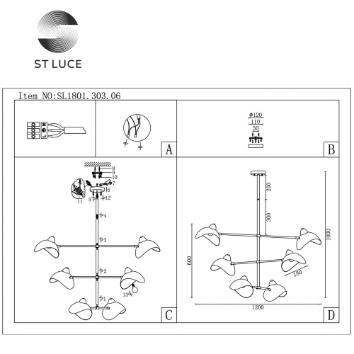 Люстра подвесная ST Luce MINNE SL1801.303.06 фото 5