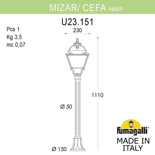 Светильник уличный наземный FUMAGALLI CEFA U23.151.000.AYF1R фото 3