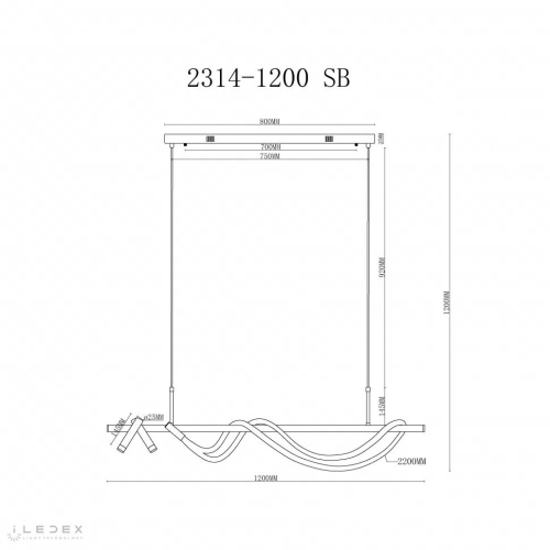 Светильник подвесной iLedex Cross 2314-1200 SB фото 3