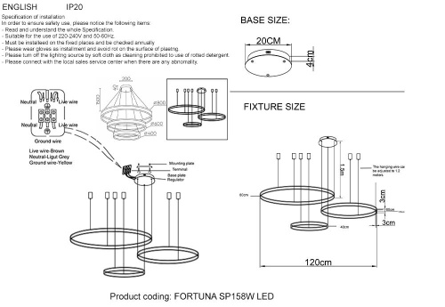 Люстра Crystal Lux FORTUNA SP158W LED BLACK фото 7