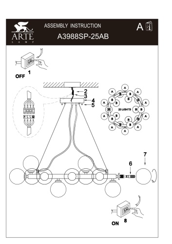 Светильник подвесной Arte Lamp BOLLA-PICCOLO A3988SP-25AB фото 5