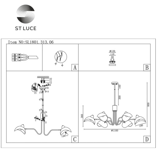 Люстра подвесная ST Luce MINNE SL1801.313.06 фото 5